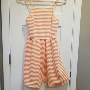 PINK AND WHITE STRIPE, MINI DRESS. MEDIUM